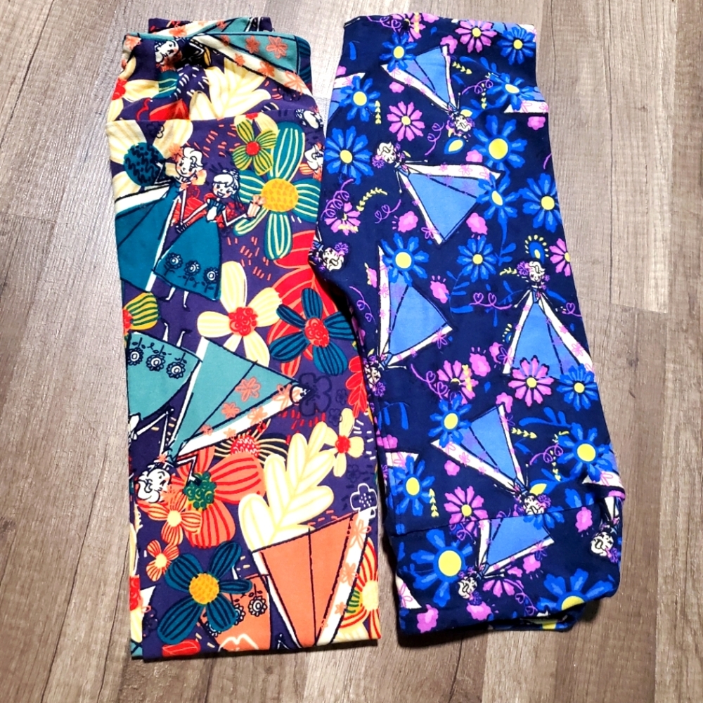 Disney Frozen lularoe leggings tween 2 pair Anna and Elsa, and Elsa purple